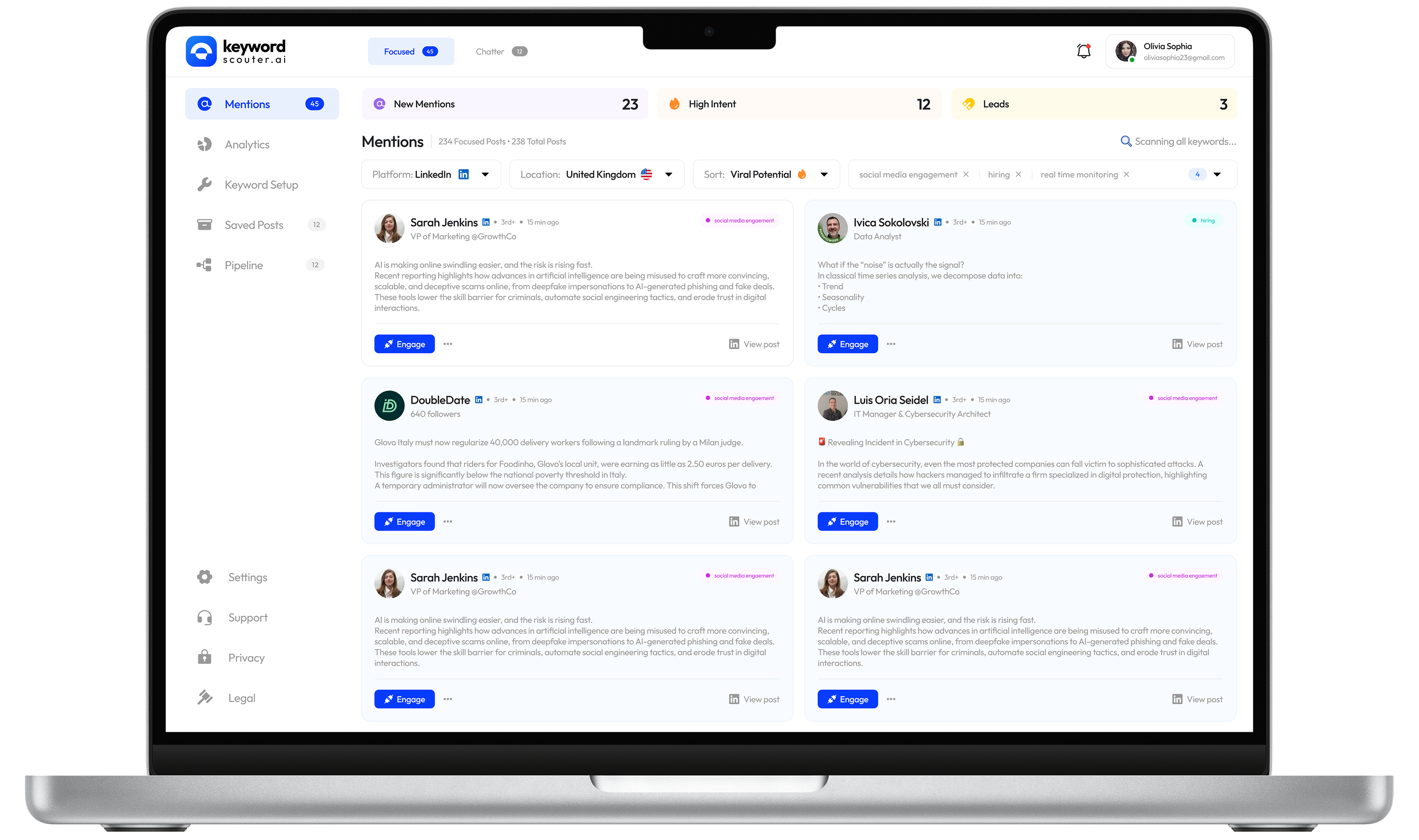 Keyword Scouter dashboard redesign