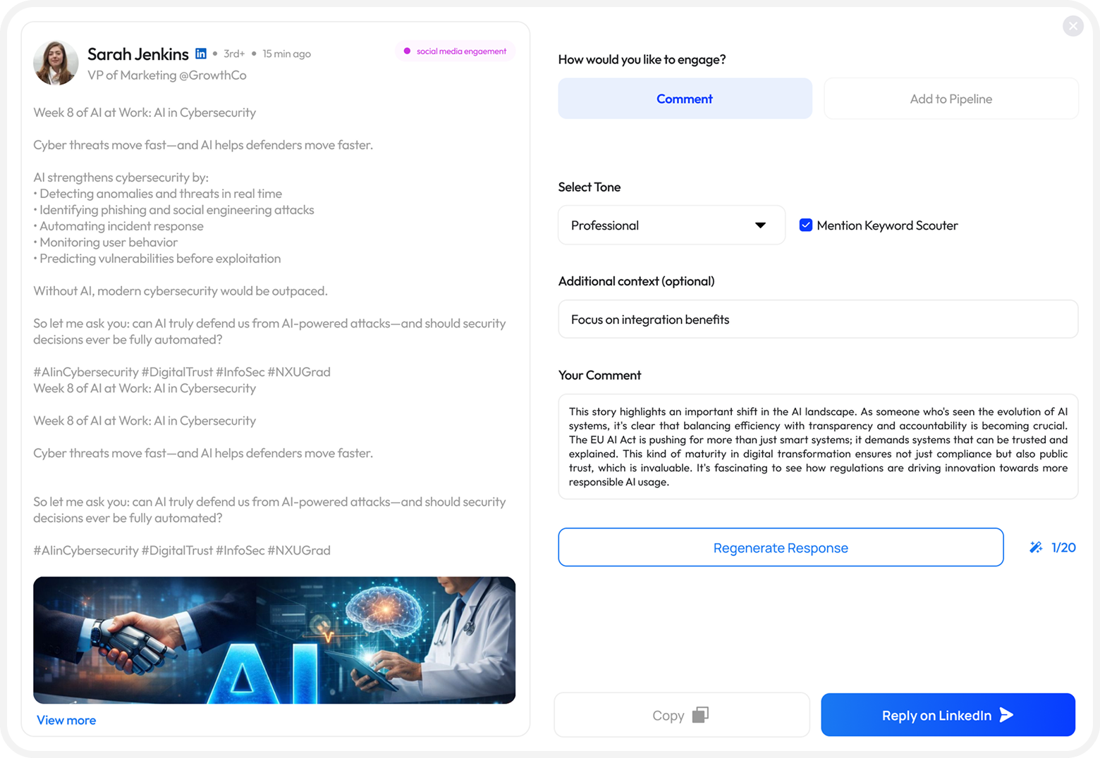 Engagement modal before