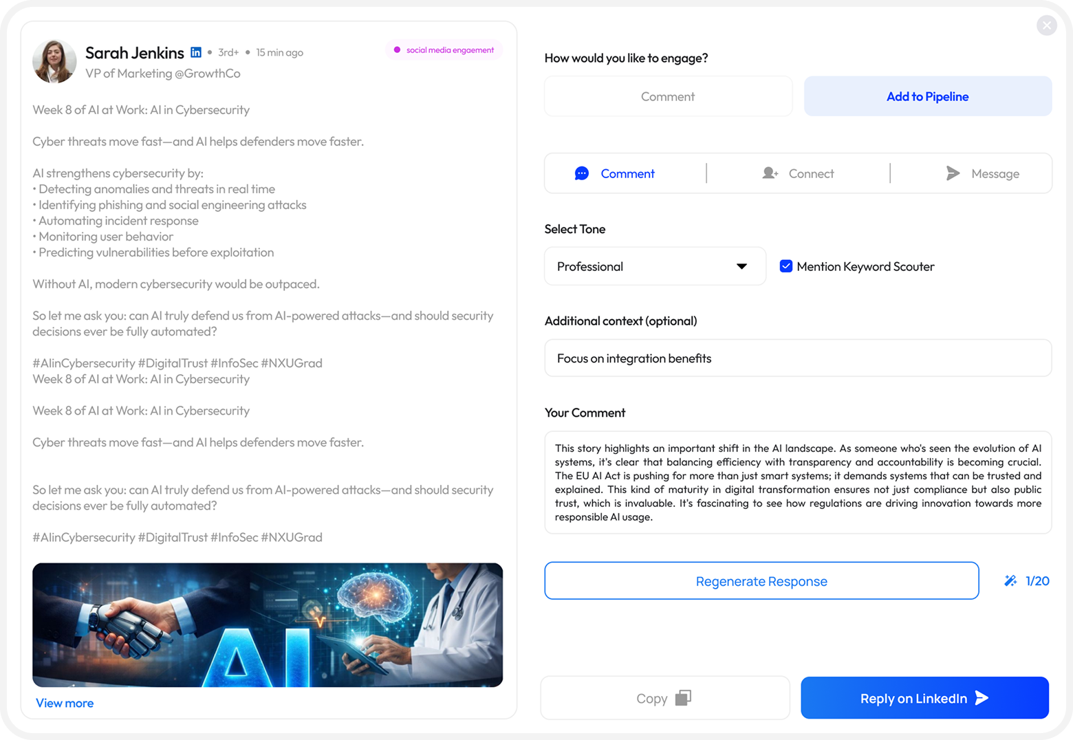Engagement modal after